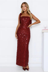 Bright Stars Sequin Maxi Dress Burgundy